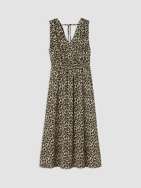 LCWAIKIKI Classic Leopar Desenli Belden Oturtmalı Elbise