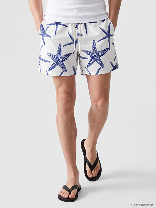 LCW SWIMWEAR Kısa Deniz Yıldızı Desenli Erkek Deniz Şortu