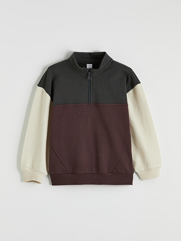 LC WAIKIKI Dik Yaka Erkek Çocuk Fermuarlı Sweatshirt