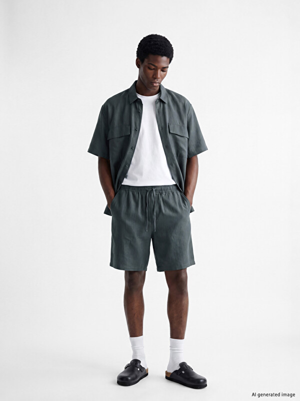 XSIDE Relaxed Fit Linen-Look Men's Shorts