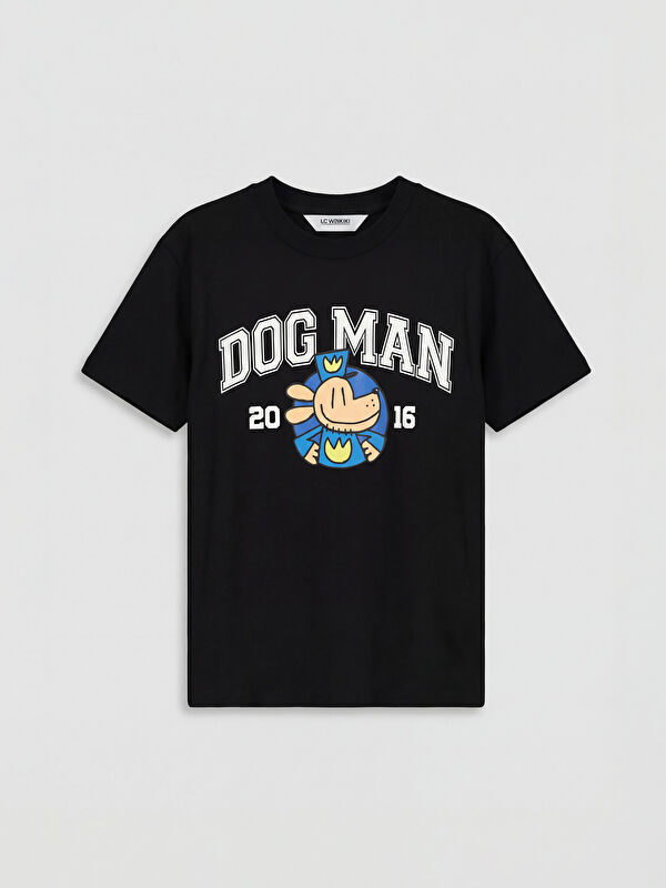 LCW Kids Bisiklet Yaka Dog Man Baskılı Erkek Çocuk Tişört