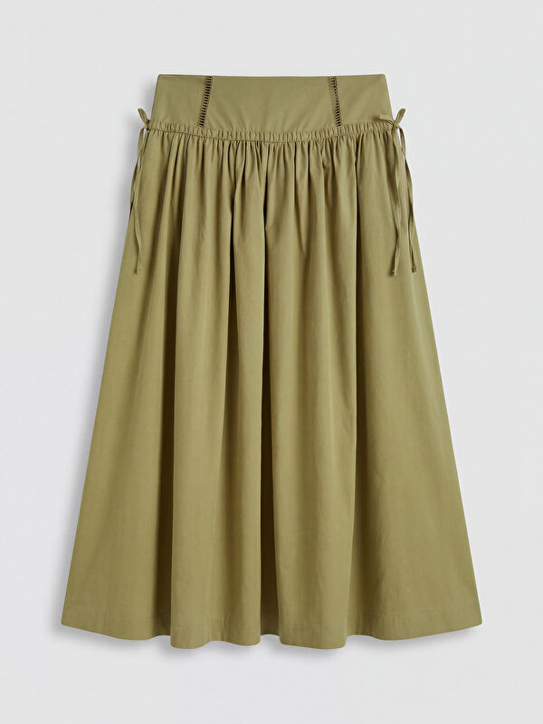 LCW Modest Beli Fermuarlı Poplin Kloş Etek
