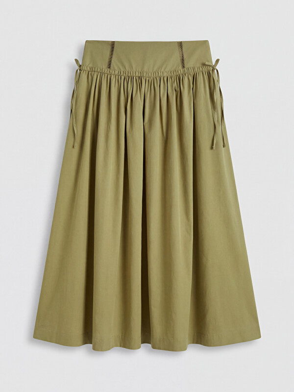 LCW Modest Beli Fermuarlı Poplin Kloş Etek