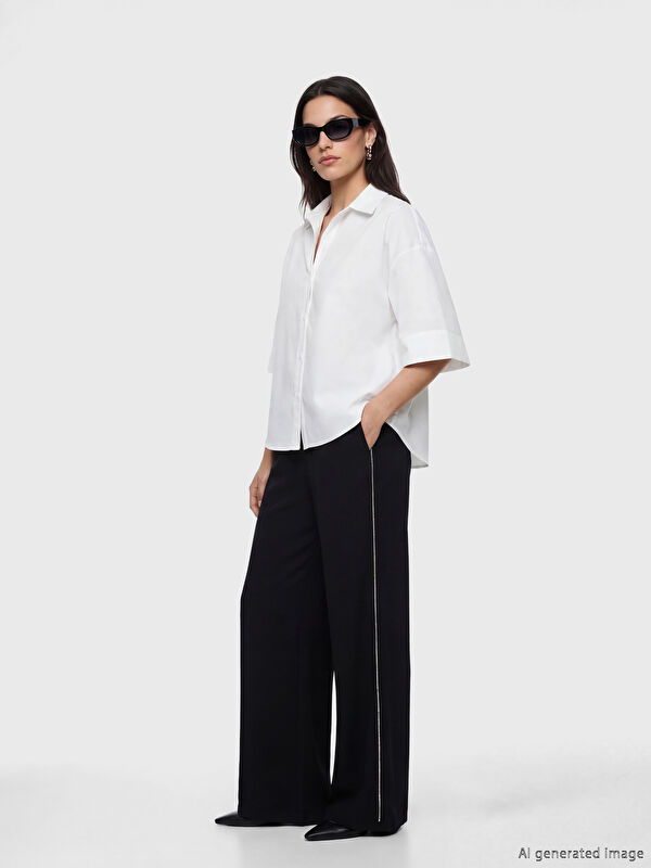 LCW Modest Beli Lastikli Taşlı Kadın Pantolon