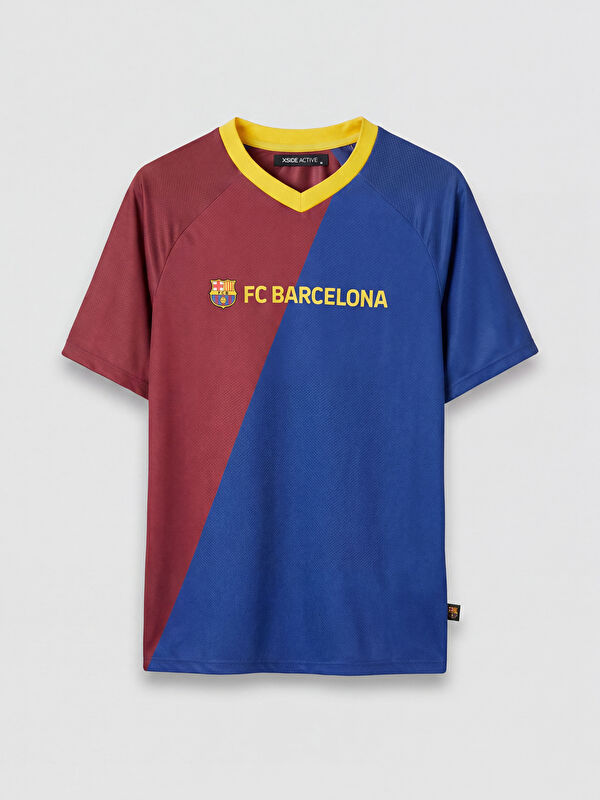 XSIDE ACTIVE V Yaka Barcelona Baskılı Erkek Spor Tişört