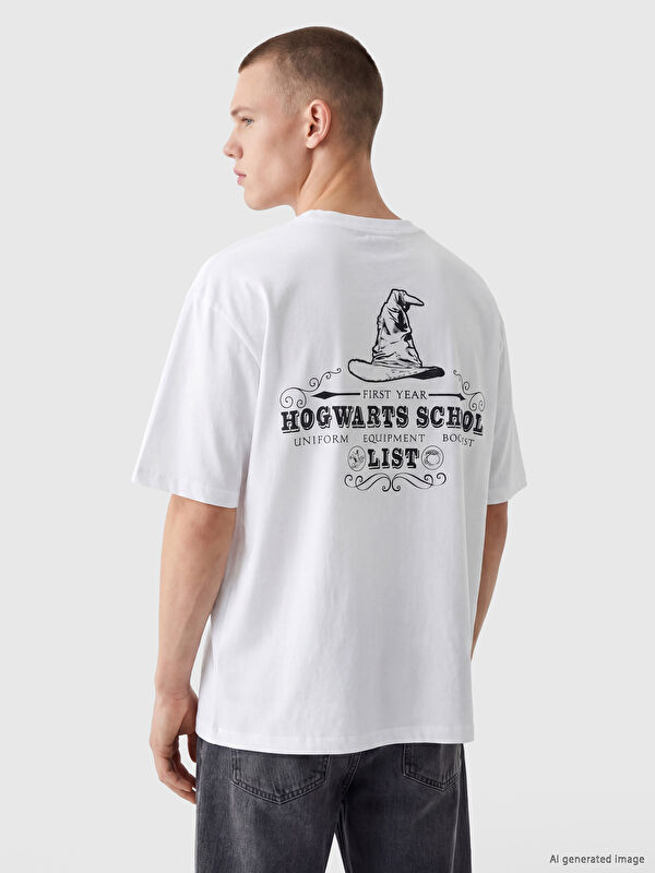 XSIDE Bisiklet Yaka Harry Potter Baskılı Erkek Tişört