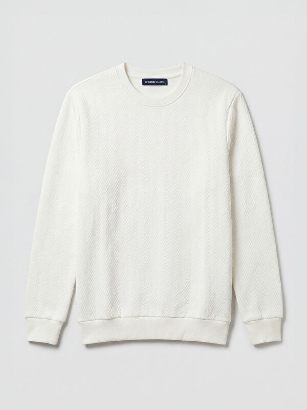 LCWAIKIKI Classic Bisiklet Yaka Desenli Erkek Sweatshirt