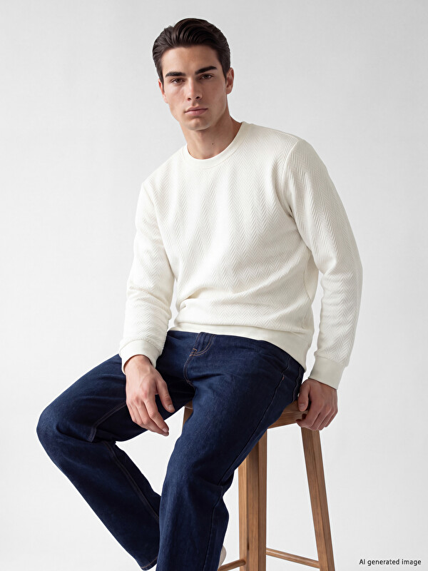 LCWAIKIKI Classic Crew Neck Patterned Men's Sweatshirt