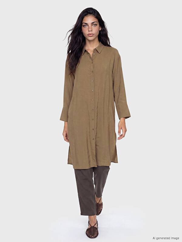 LCW Modest Oversize Modal Karışımlı Kadın Gömlek Tunik