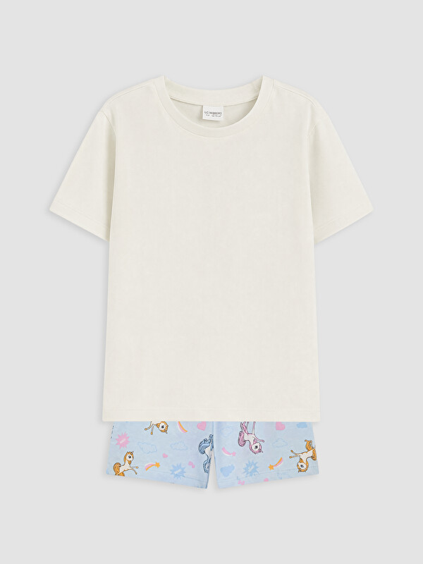 LCW Kids Girl Ecru Shortie Pyjama Set