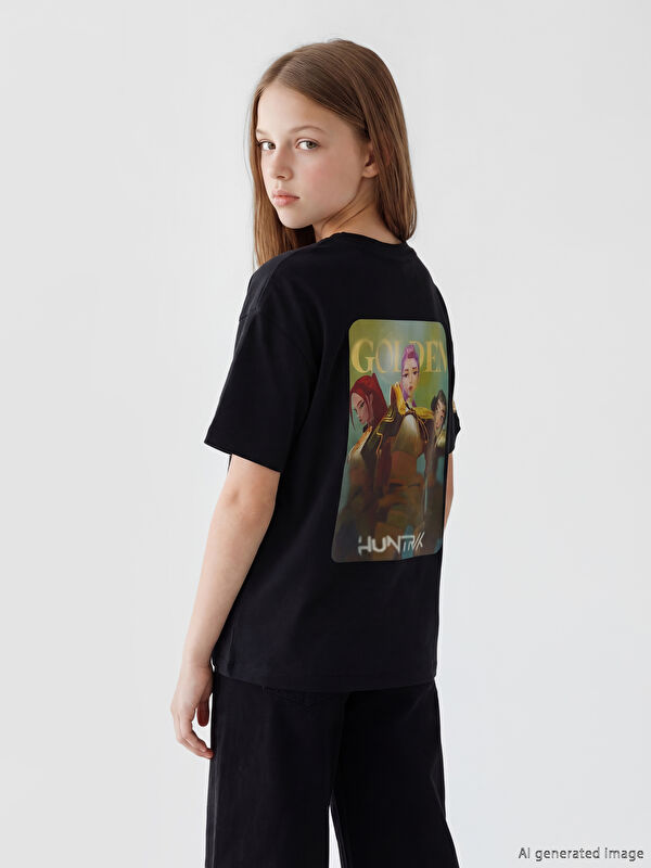 LCW Kids K-Pop Demon Hunters Baskılı Kız Çocuk Tişört