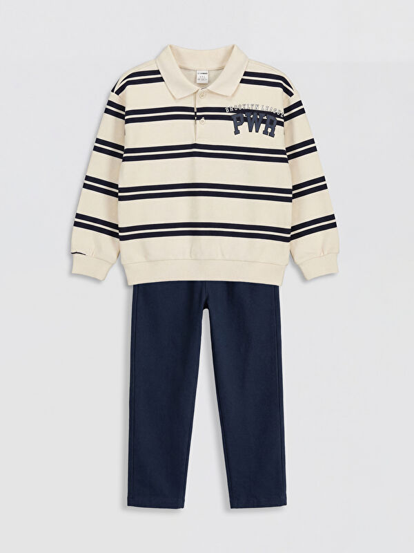LCW Kids Çizgili Erkek Çocuk Tişört ve Pantolon