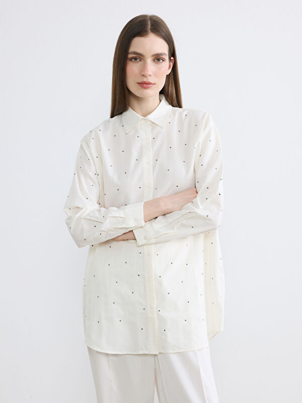 LCW Modest Taşlı Oversize Kadın Gömlek Tunik