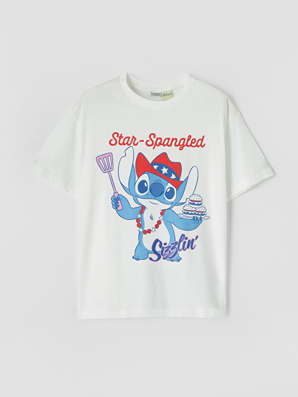 LCW Kids Stitch Baskılı Kız Çocuk Tişört