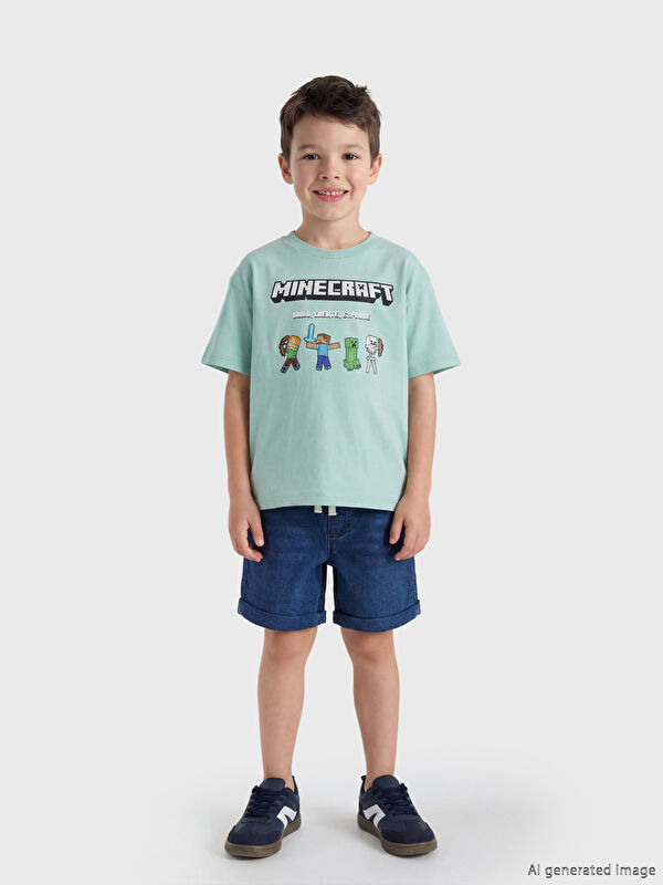 LCW Kids Minecraft Baskılı Erkek Çocuk Tişört