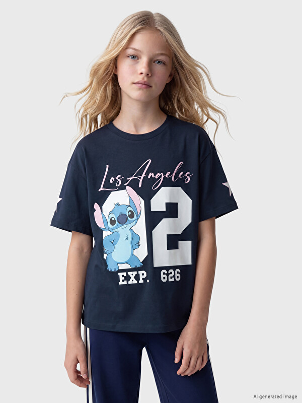 LCW Kids Stitch Printed Girls' T-Shirt