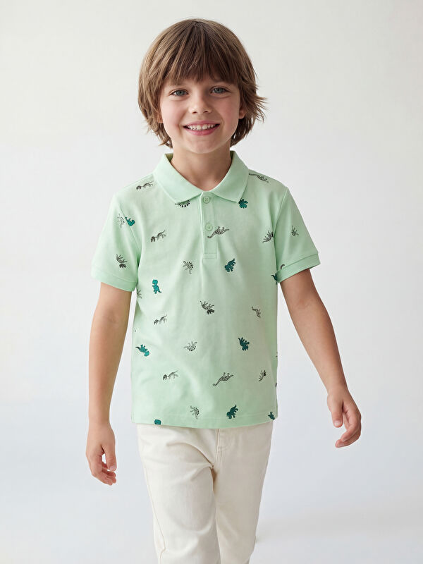 LCW Kids Polo Yaka Desenli Erkek Çocuk Pike Tişört