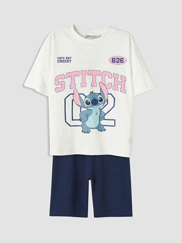 LCW Kids Stitch Baskılı Kız Çocuk Takım