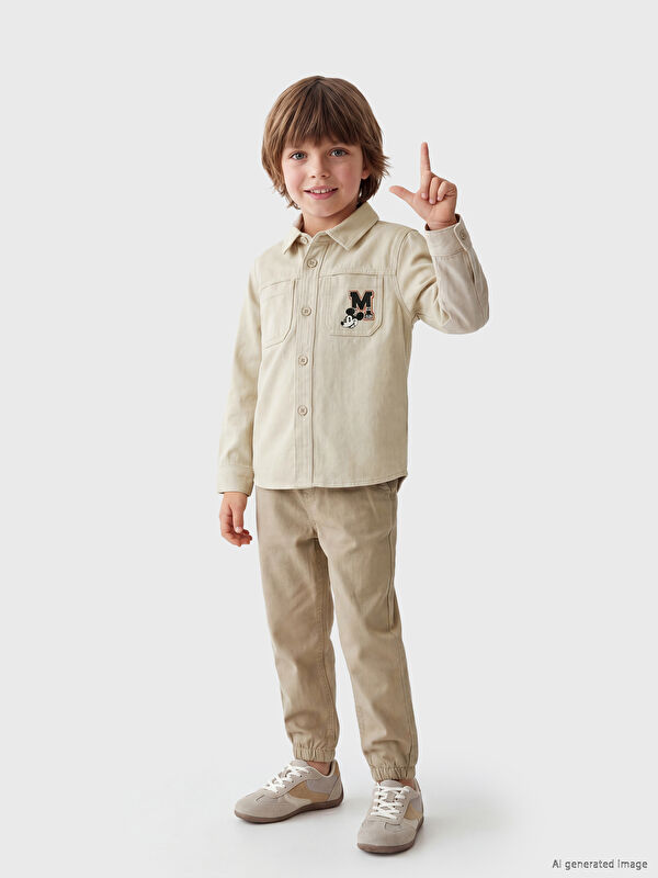 LCW Kids Mickey Mouse Erkek Çocuk Gabardin Gömlek
