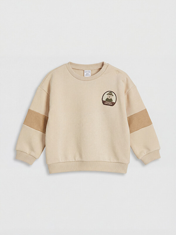 LCW baby Bisiklet Yaka Baskılı Erkek Bebek Sweatshirt