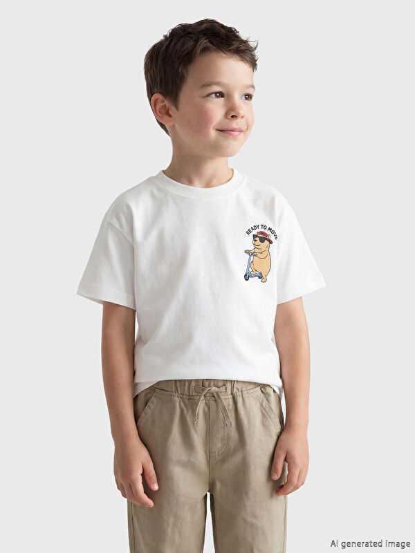 LCW Kids Bisiklet Yaka Baskılı Erkek Çocuk Tişört