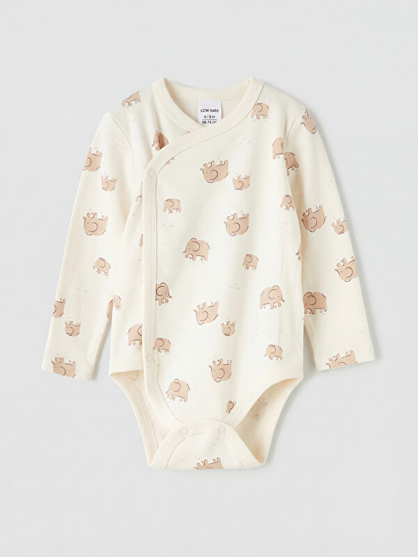 LCW baby Kruvaze Yaka Erkek Bebek Çıtçıtlı Body