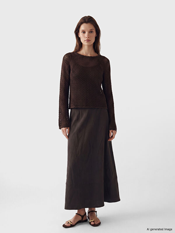 LCW Modest Beli Lastikli Modal Karışımlı Kloş Etek