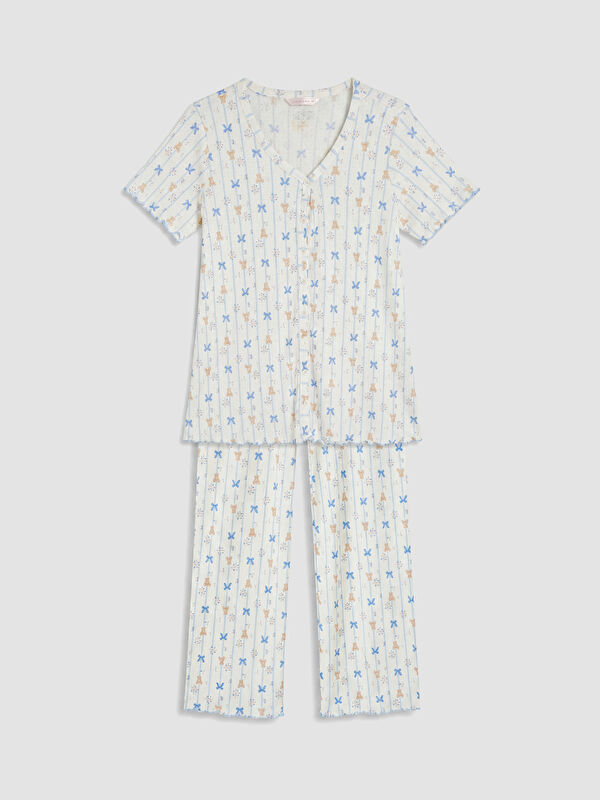LCW DREAM V Yaka Baskılı Hamile Pijama Takımı