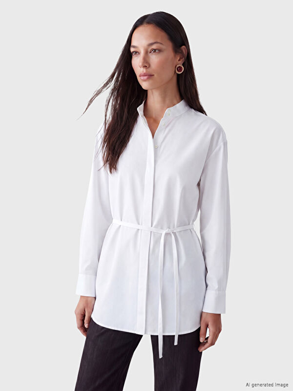 LCW Modest Beli Kemerli Kadın Gömlek Tunik