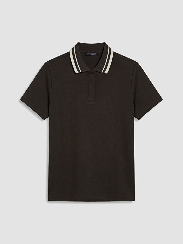 LCW Modest Polo Yaka Çizgili Kadın Tişört