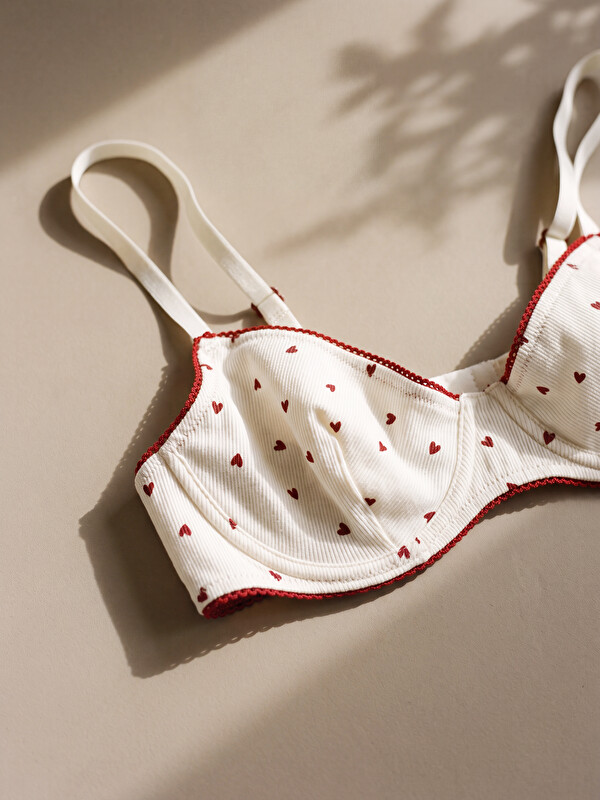 LCW DREAM Wired Non-Padded Heart Patterned T-Shirt Bra