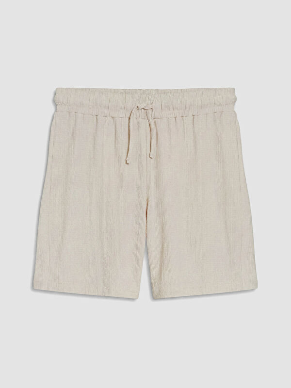 LCW Comfort Beli Lastikli Dokulu Kadın Şort