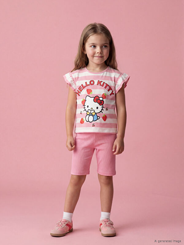 LCW Kids Hello Kitty Baskılı Kız Çocuk Takım