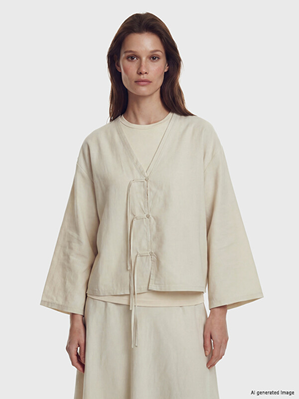 LCW Modest V Yaka Kadın Kimono