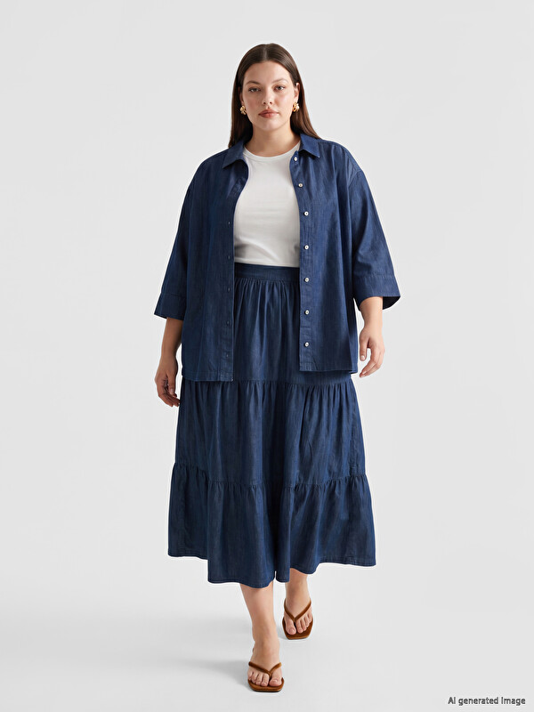 LCW Grace Beli Lastikli Katkat Jean Etek