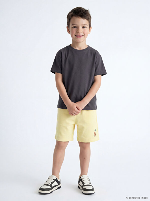LCW Kids Beli Lastikli Baskılı Erkek Çocuk Şort