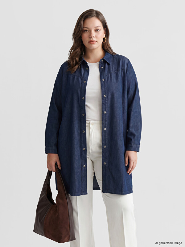 LCW Grace Women's Jean Shirt Tunic