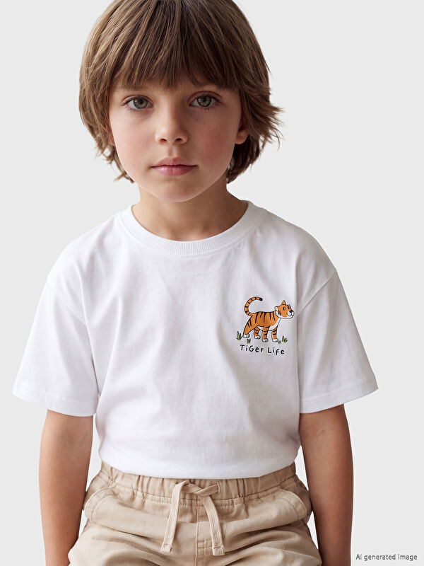 LCW Kids Bisiklet Yaka Baskılı Erkek Çocuk Tişört 2'li