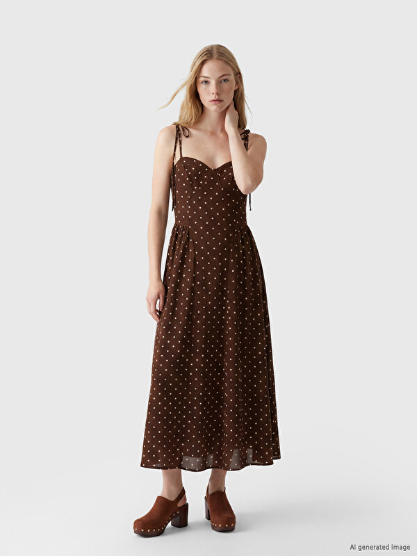 XSIDE Sweetheart Neckline Polka Dot Strappy Dress