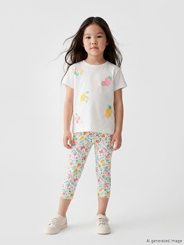 LCW Kids Girls' Flower and Butterfly Patterned Leggings