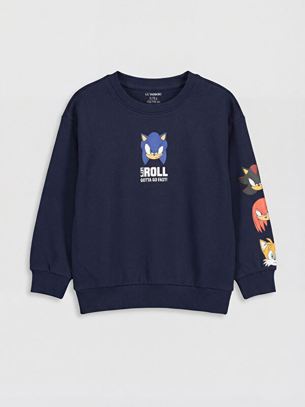 LCW Kids Bisiklet Yaka Sonic Baskılı Erkek Çocuk Sweatshirt
