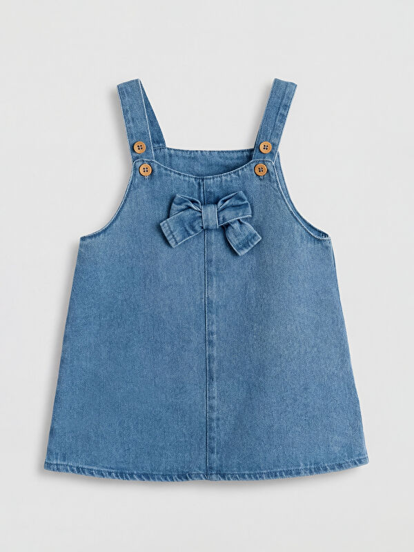 LCW baby Fiyonk Detaylı Kız Bebek Jean Elbise