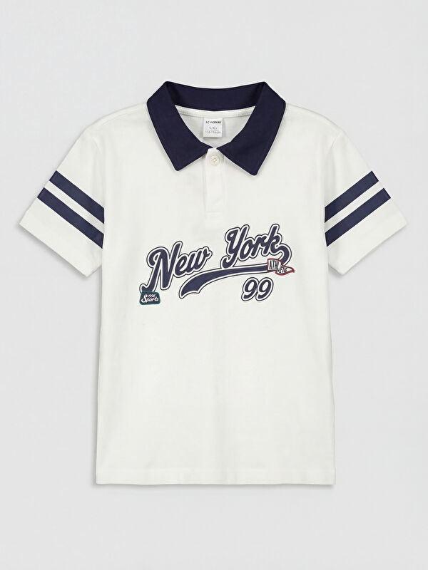 LCW Kids Polo Yaka New York Baskılı Erkek Çocuk Tişört