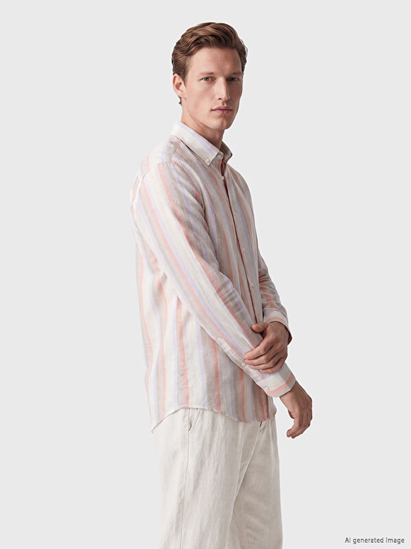 SOUTHBLUE Regular Fit Çizgili Poplin Erkek Gömlek