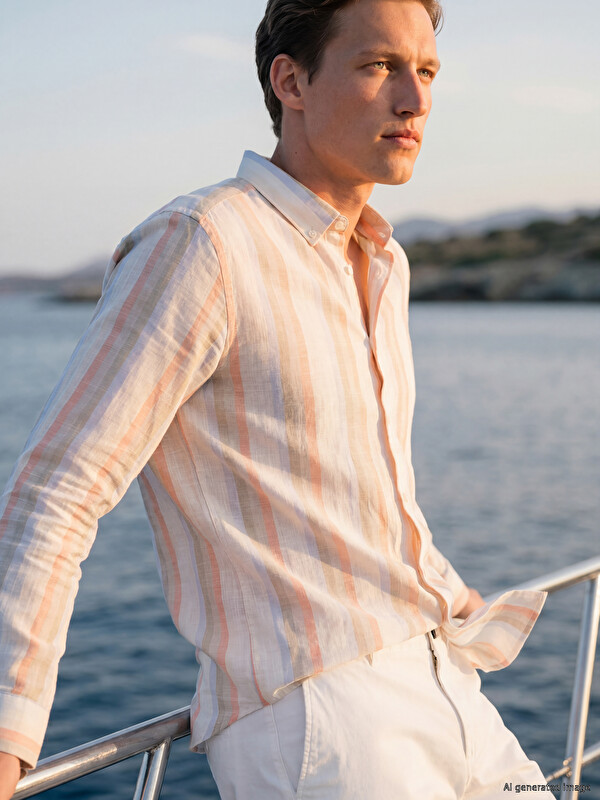 SOUTHBLUE Regular Fit Çizgili Poplin Erkek Gömlek