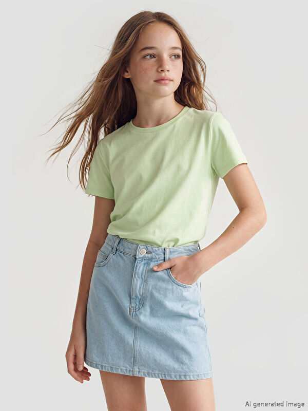 LCW Kids Bisiklet Yaka Kız Çocuk 3'lü Tişört