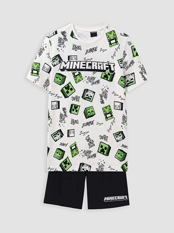LCW Kids Minecraft Baskılı Erkek Çocuk Şortlu Pijama Takımı