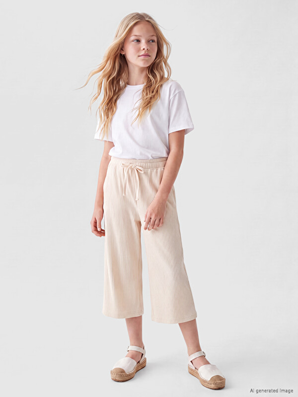 LCW Kids Wide Leg Girls' Muslin Capri