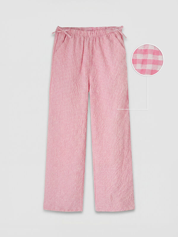 LCW Kids Loose Fit Ekose Kız Çocuk Pantolon