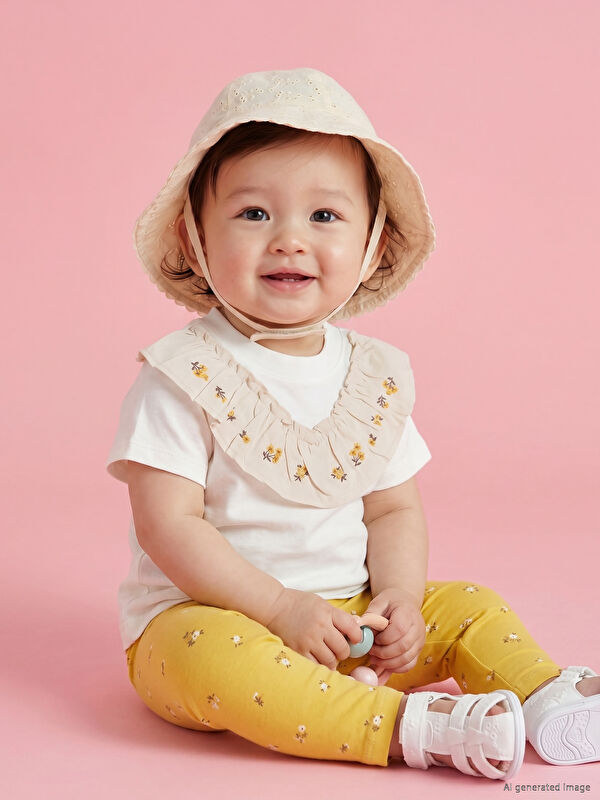 LCW baby Embroidered Baby Girls' T-Shirt and Leggings Set